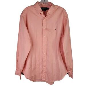 Polo Ralph Lauren Oxford Button Down Shirt LS Sherbet Orange Mens Size L 16.5